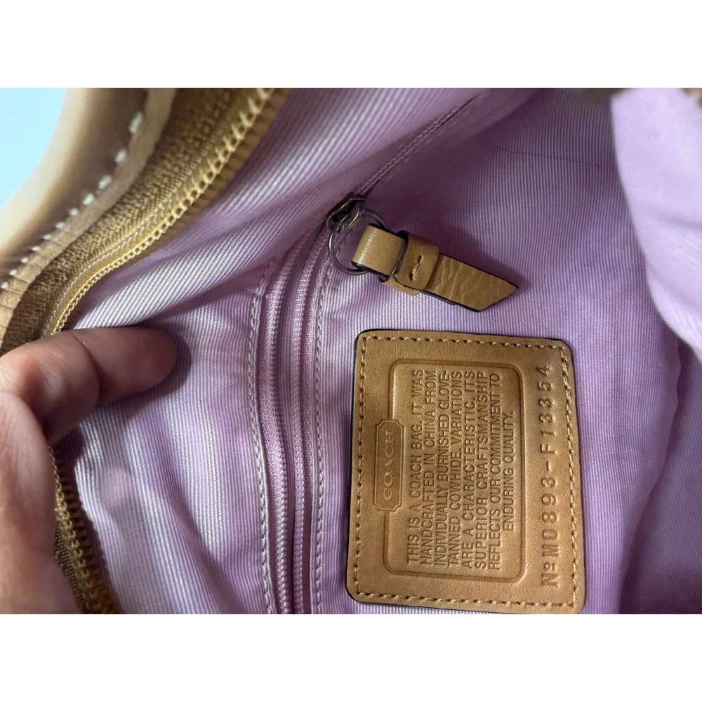 Coach‎ Ergo Tan Leather Hobo Bag Shoulder Purse F13354 Lilac Lining